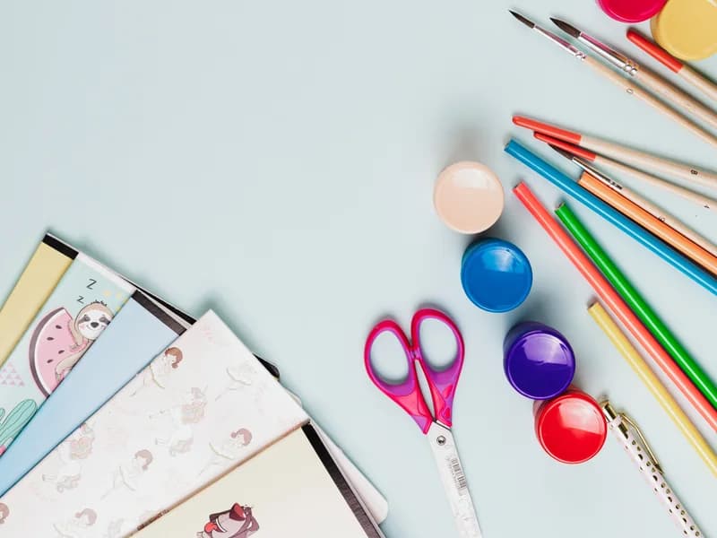 Kids gifts category with colourful craft and art supplies