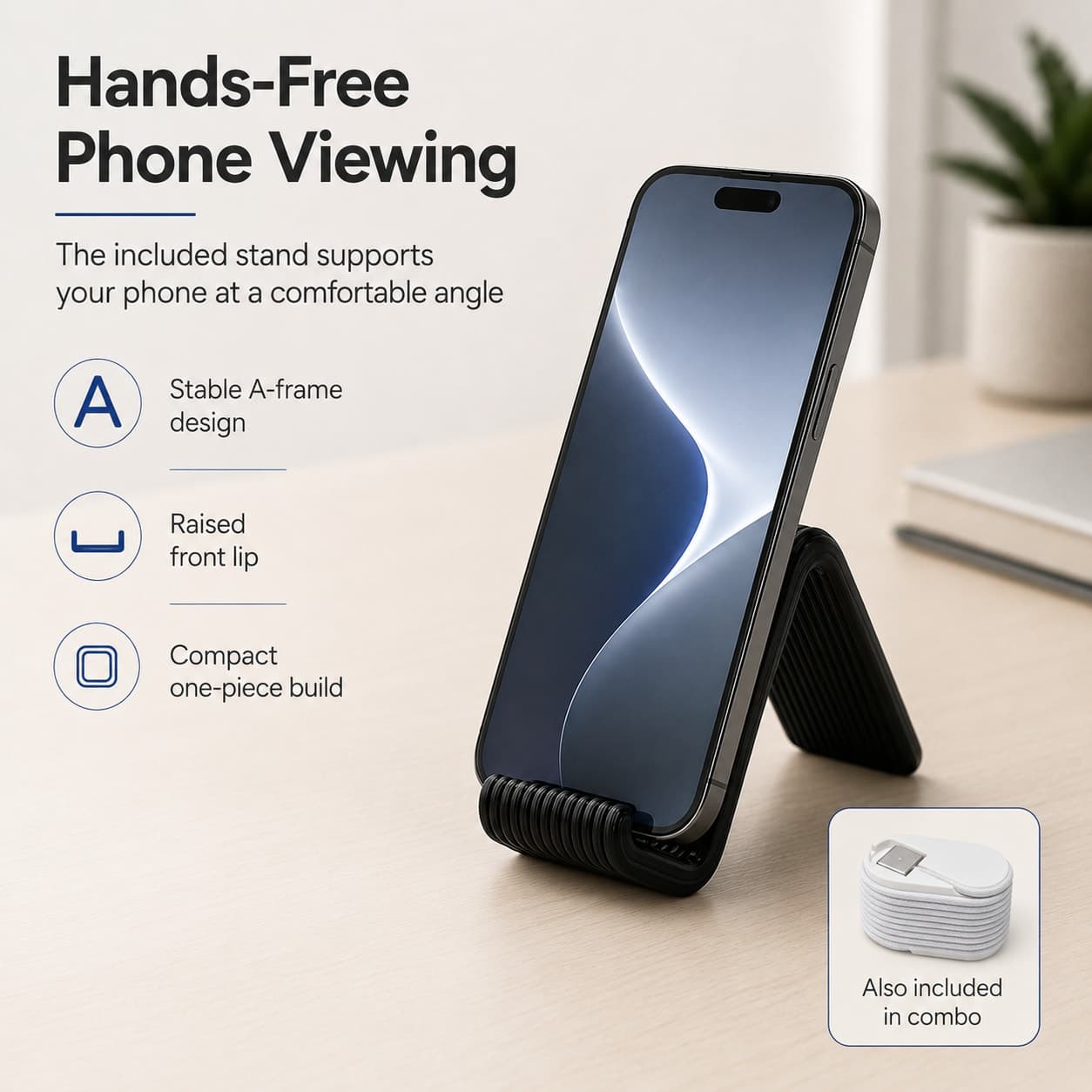 Dexterly Desk Essentials Combo - Mobile Phone Stand + Cable Organizer