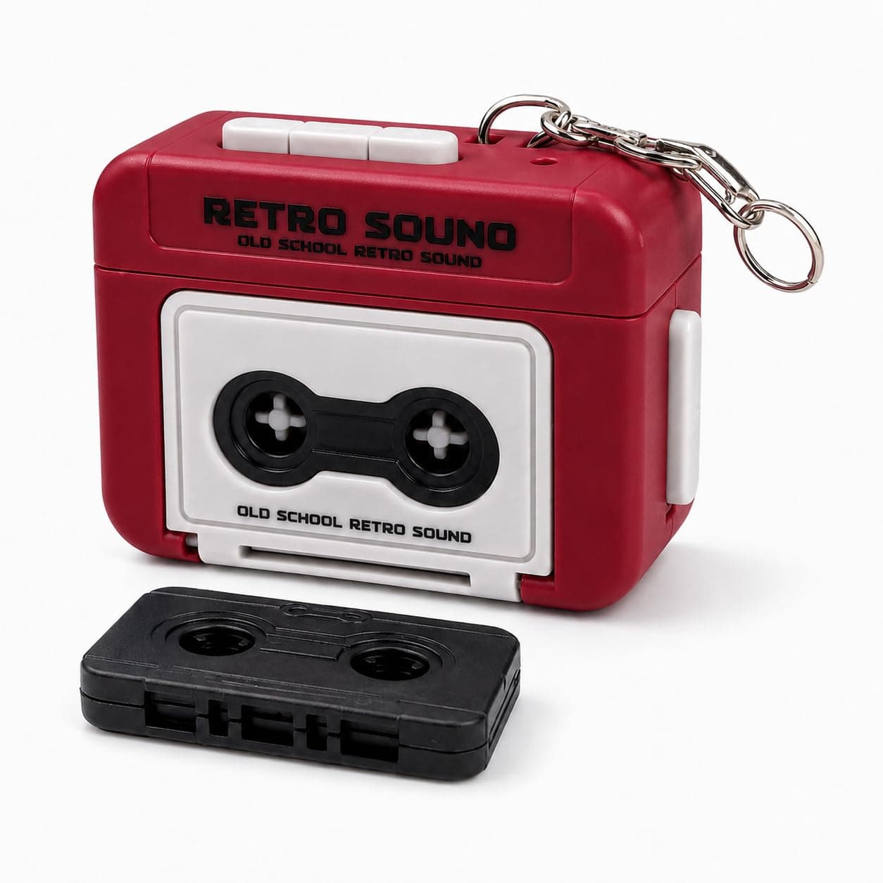 Retro Cassette Voice Recorder Keychain - Blue Mini Sound Recorder
