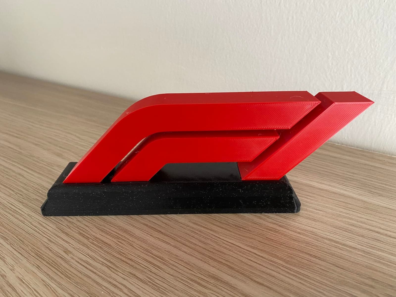 Racing-Inspired Red & Black Desk Logo Display for Car Lovers