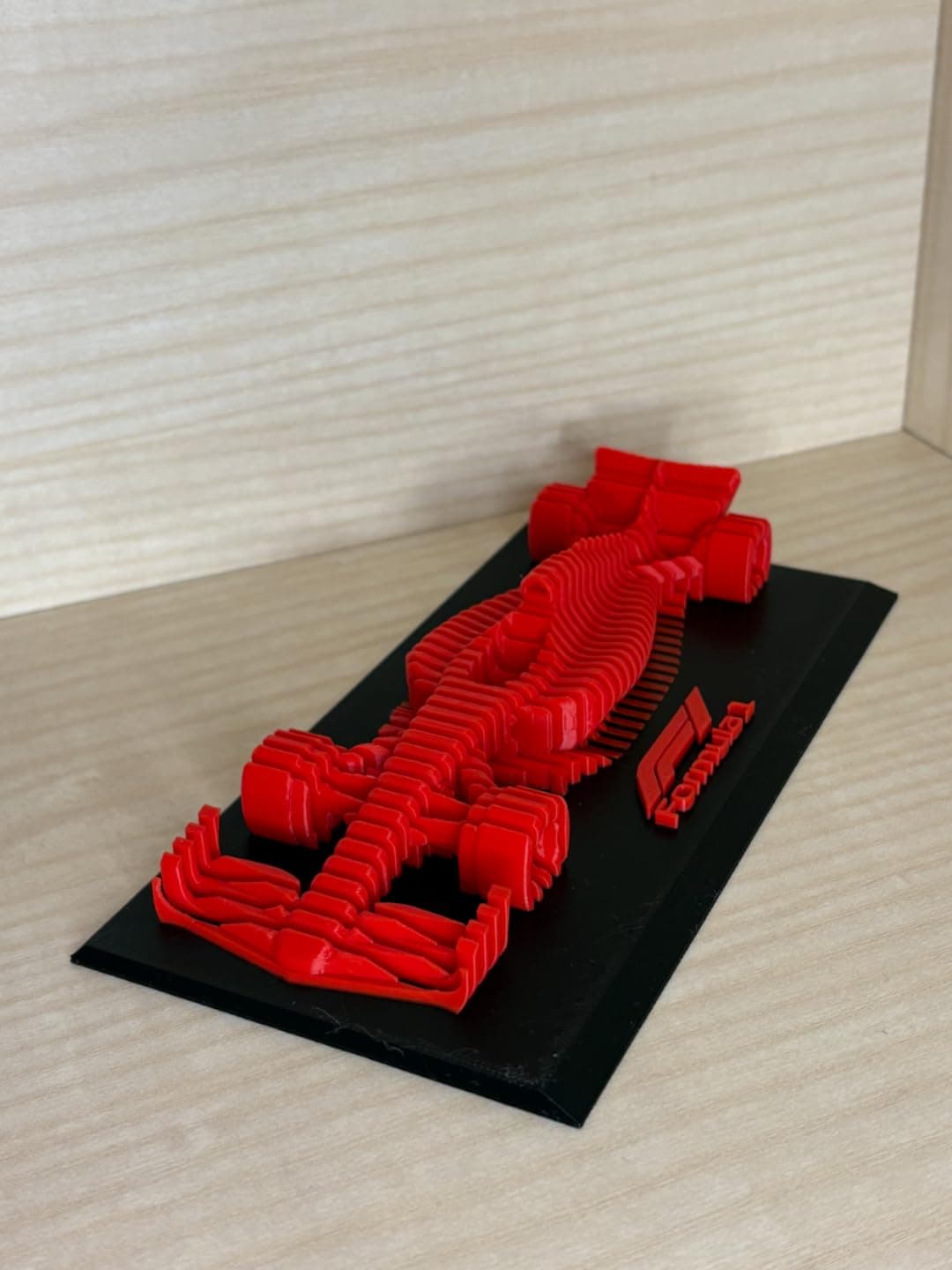 Layered Racing Car Figurine, Red & Black Desk Display