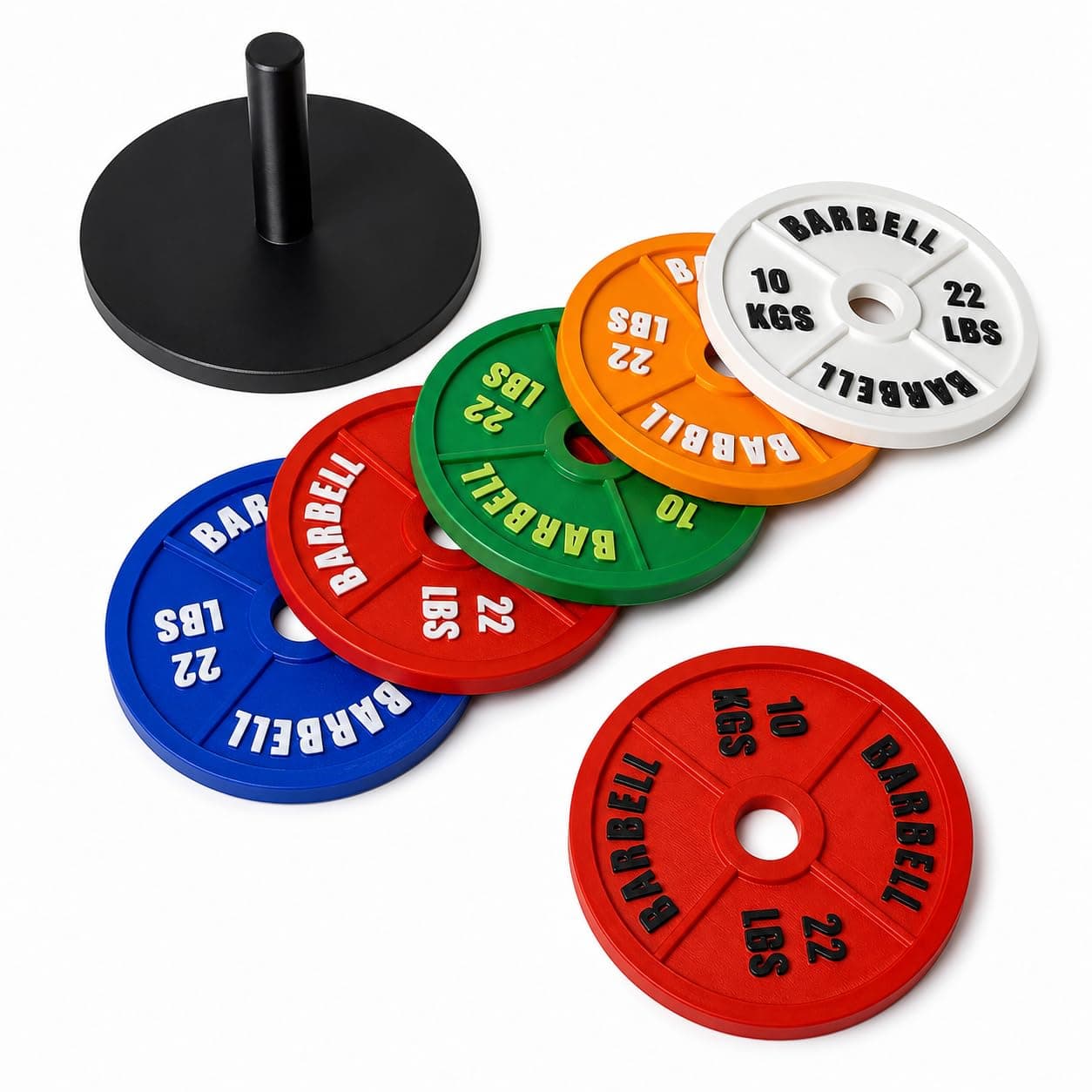 Gym Plate Coaster Set with Stand, 6 Piece 3D Printed Barbell Weight Plates