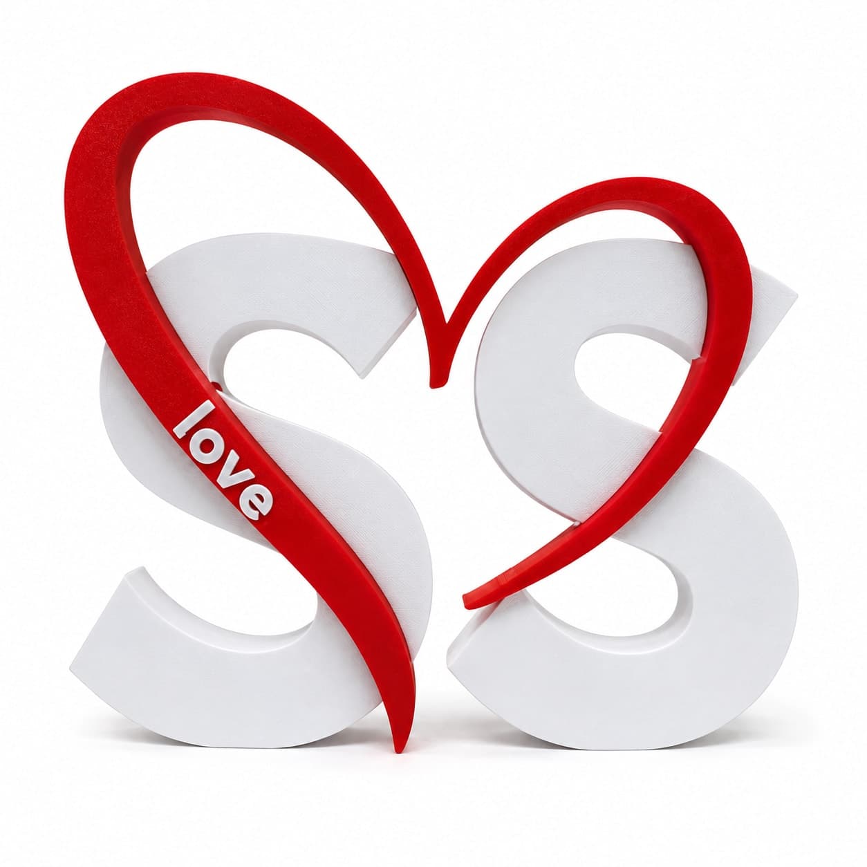 Personalised Couple Initials Heart Decor, 3D Printed Love Showpiece